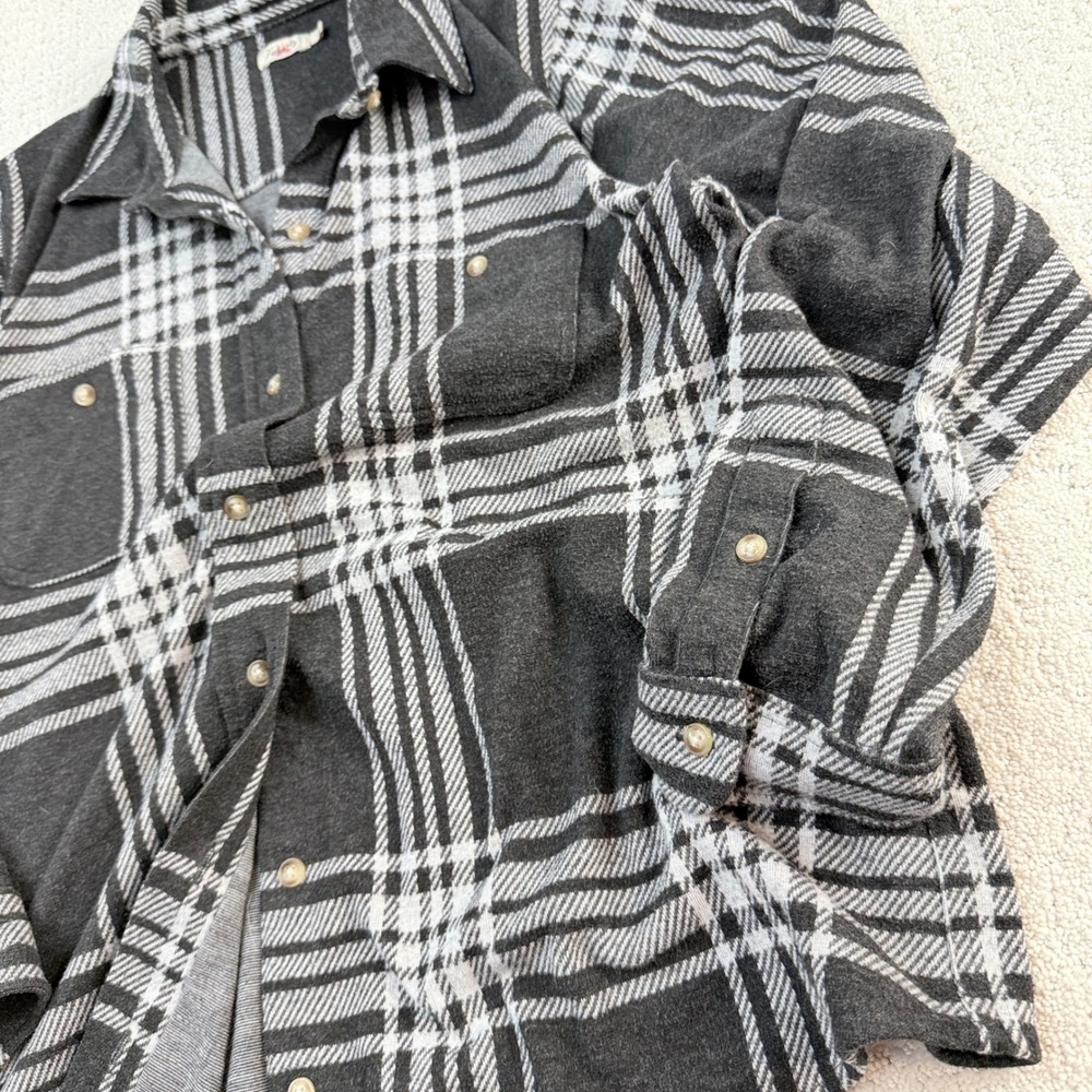 Faherty Legend Sweater Shirt Charcoal Bone Plaid Flannel WKH2216-CLB Womens L - Picture 5 of 11